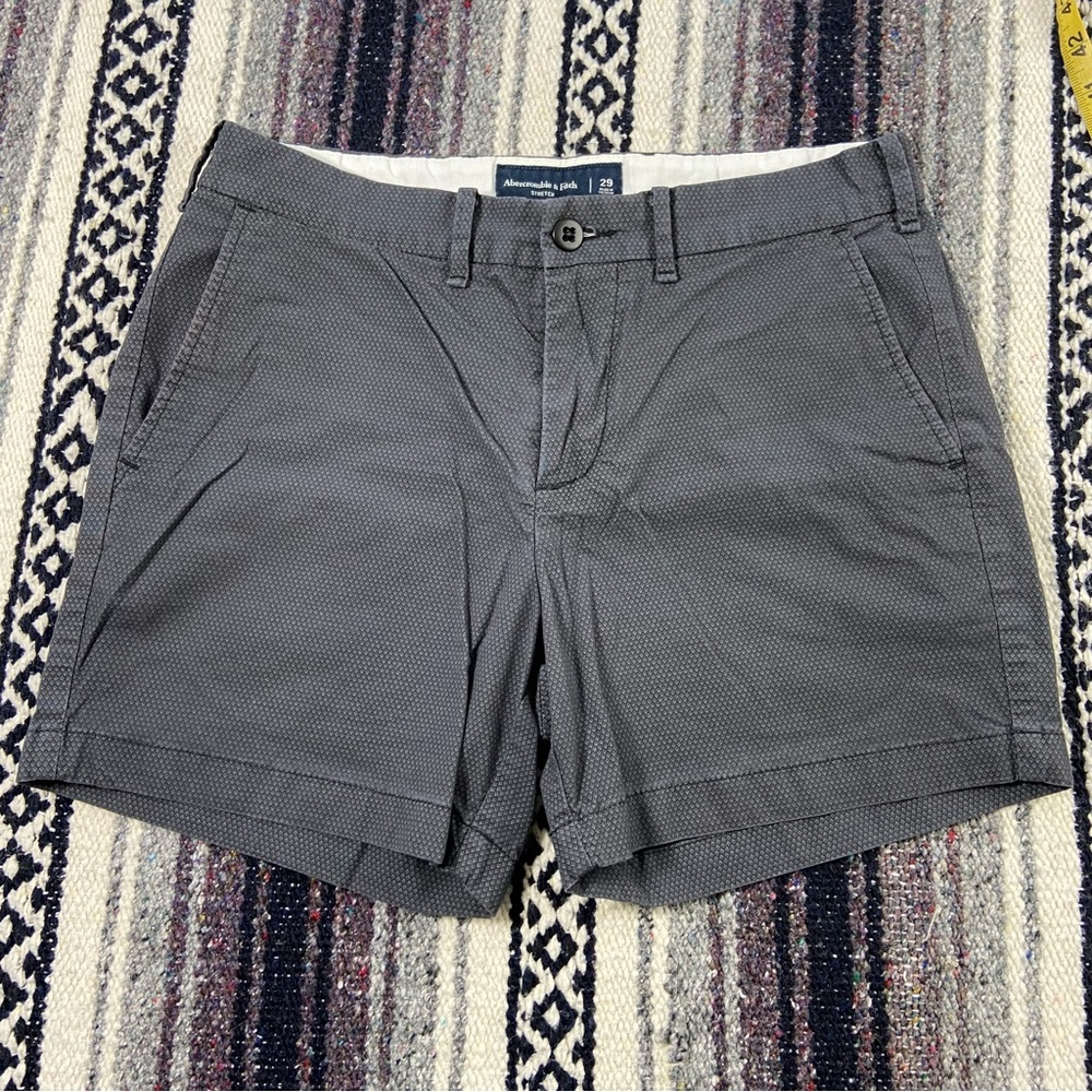 Abercrombie & Fitch Stretch Men's Gray/Blue Flat Front Shorts